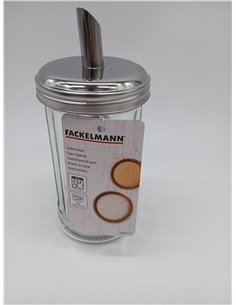 Fackelmann Bistro Sugar Dispenser, Glass and Stainless Steel, Large Sugar Bowl, Sugar Jar, Elegant Sugar Bowl, 7.5 x 17 cm, 350  2