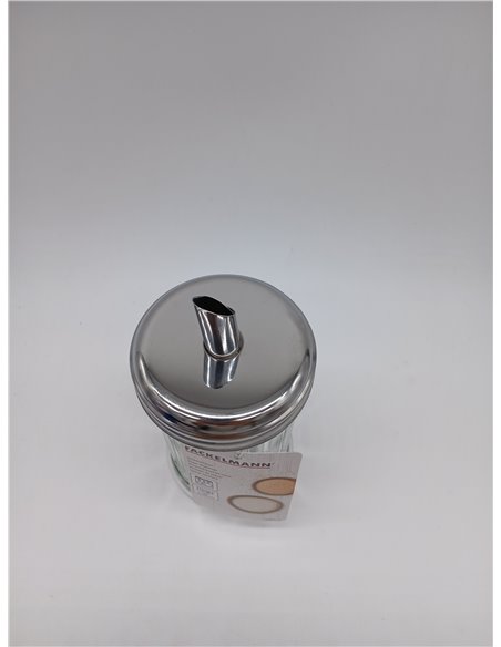 Fackelmann Bistro Sugar Dispenser, Glass and Stainless Steel, Large Sugar Bowl, Sugar Jar, Elegant Sugar Bowl, 7.5 x 17 cm, 350 