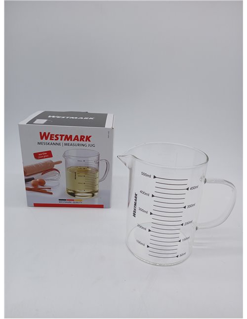 Westmark Jarra Medidora de Vidrio, Para Medir Ingredientes, Segura para Microondas, Resistente al calor, Asa Ergonómica, 500 ml