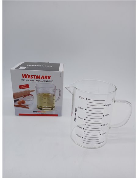 Westmark Jarra Medidora de Vidrio, Para Medir Ingredientes, Segura para Microondas, Resistente al calor, Asa Ergonómica, 500 ml