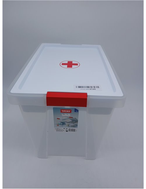 Tatay Caja Botiquín 15L | Caja Almacenaje Plastico con Bandeja de 5 Compartimentos | Tapa con Bisagra Incluida | Asas Ergonómica