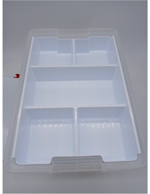 Tatay Caja Botiquín 15L | Caja Almacenaje Plastico con Bandeja de 5 Compartimentos | Tapa con Bisagra Incluida | Asas Ergonómica