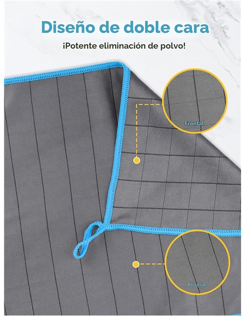 Euqvunn Bayetas Microfibra de Carbono, 3 Piezas, 30 x 40 cm, 400GSM, Sin Pelusa, Motivo en Rejilla para Suciedad y Grasa Tenaz, 
