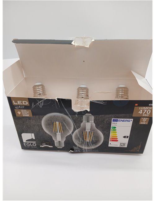 Eglo set de 3 lámparas de filamento LED con casquillo E27, bombillas vintage Edison transparentes, 4 vatios cada una, bombillas 