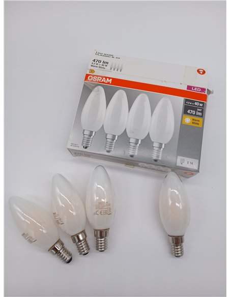 OSRAM LED BASE B40, paquete de 4 bombillas, reemplaza bombillas incandescentes tradicionales de 40W, 4W, blanco cálido (2700K), 
