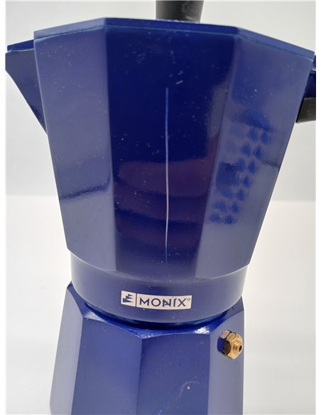 Monix Cobalto | Cafetera Italiana, 6 Tazas, Color Cobalto, Aluminio, 10 cm