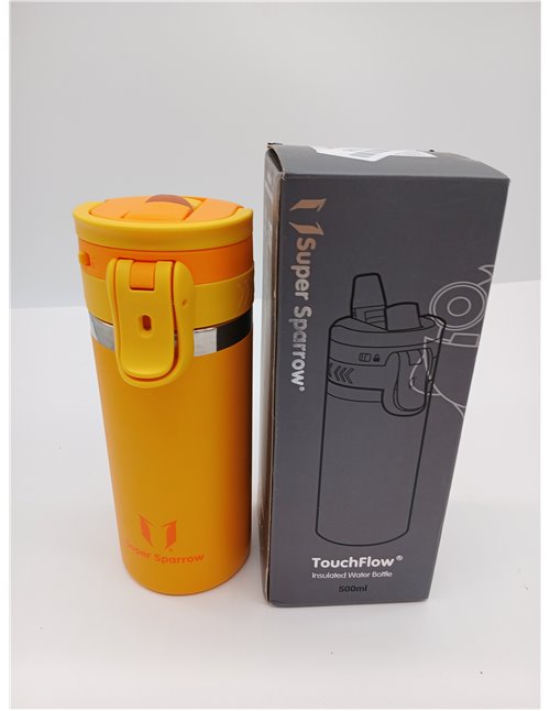 Sparrow Children's Water Bottle – 500 ml – TouchFlow Stainless Steel Thermal Bottle with Straw – BPA-Free Thermos – Anti-Leak Wa