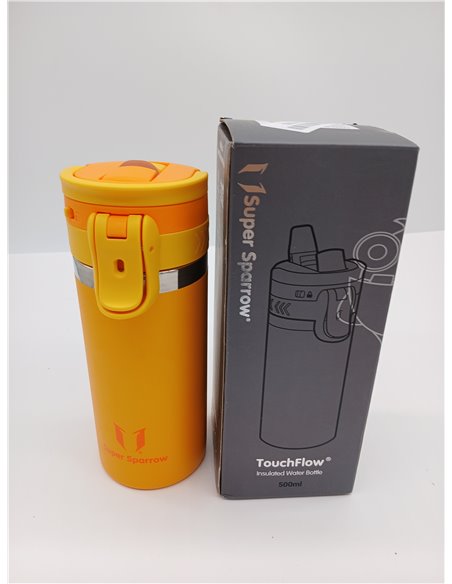 Sparrow Children's Water Bottle – 500 ml – TouchFlow Stainless Steel Thermal Bottle with Straw – BPA-Free Thermos – Anti-Leak Wa