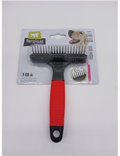 Ferplast Peine 2 en 1 para perros y gatos, pelo medio y largo, dientes redondeados giratorios antiirritación y mango antidesliza 2