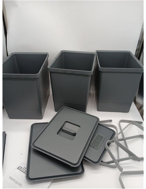 Elletipi Metropolis PTC28 08050 7F C97 PPV - Cubo de Basura de Reciclaje con cajón, Gris, 71 x 46 x 28 cm