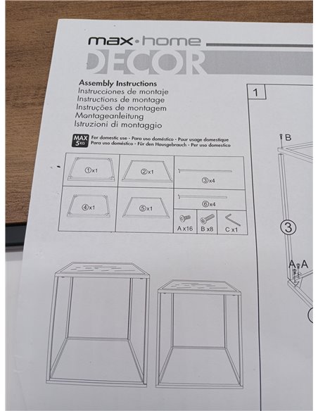AKTIVE MAX Home Set 2 mesas Nido de Centro, 37x37x35 cm, 37x37x40, Peso máximo 5 kg, Cuadradas, Mesitas auxiliares, Decoración s