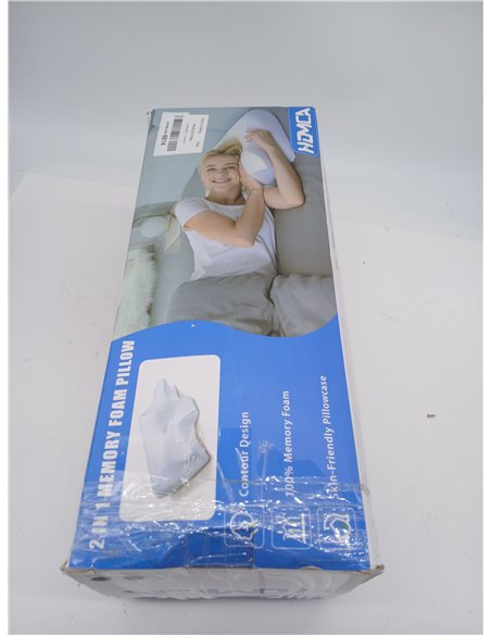 HOMCA 2-in-1 Memory Foam Neck Pillow, White, 60 x 40 x 12/14 cm | Ergonomic Pillow, Head/Neck/Shoulder Support, Relaxation and S