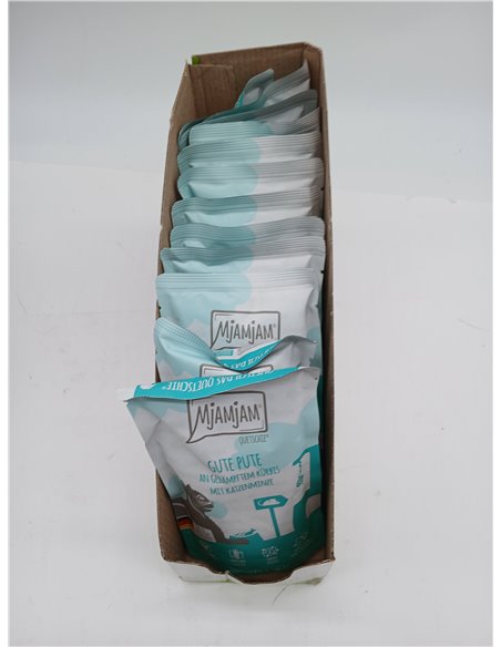 MjAMjAM - comida húmeda premium para gatos - Quetschie - buen pavo con calabaza al vapor, pack de 12 (12 x 125 g), sin cereales 