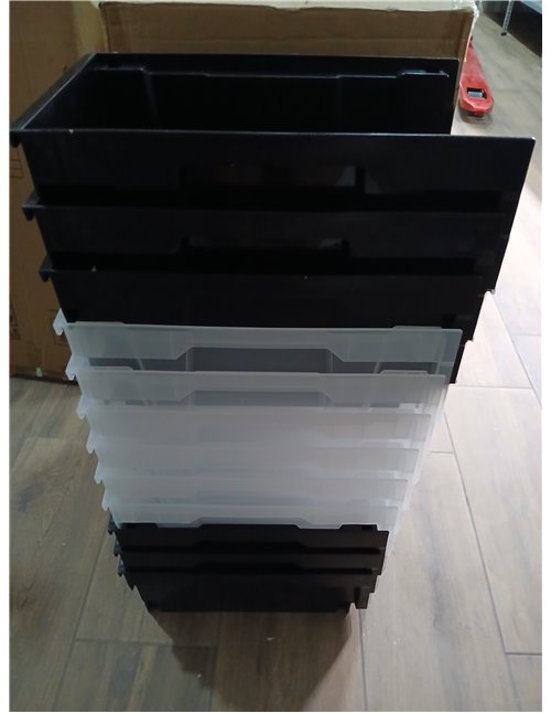 VEVOR Cajas Apilables de Almacenamiento Abiertas, 377 x 215 x 180 mm, para Organizar y Guardar Piezas Pequeñas, Material de Ofic