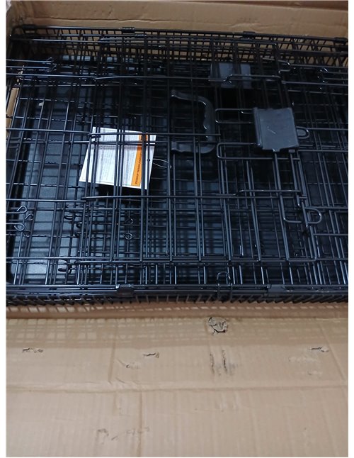 Amazon Basics Jaula para perro de alambre metálico, Duradero, Abatible con bandeja, doble puerta, 61 x 46 x 51 cm (L x An x Al),