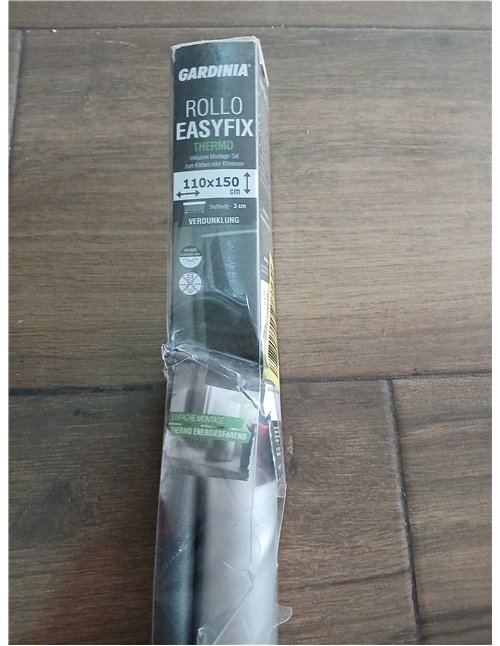 GARDINIA Easyfix Roller Blind with Thermal Back for Clamping or Gluing, No Drilling, Heat Protection, Energy Saving, Slate, 110 