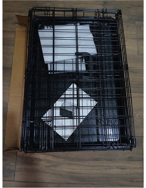 Yaheetech Jaula para Perros 62×42×47 cm Doble Puerta Jaula Metálica Plegable con Bandeja Extraíble para Interior Exterior Negro