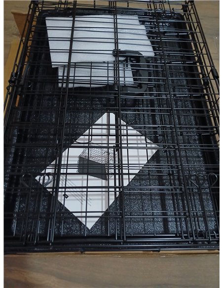 Yaheetech Jaula para Perros 62×42×47 cm Doble Puerta Jaula Metálica Plegable con Bandeja Extraíble para Interior Exterior Negro