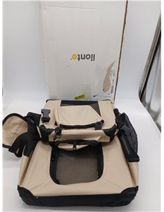 lionto Dog Carrier Carrier Bag for Dogs Folding Carrier Autobox Bag for Small Animals (S) 50 x 34 x 36 cm Beige 2