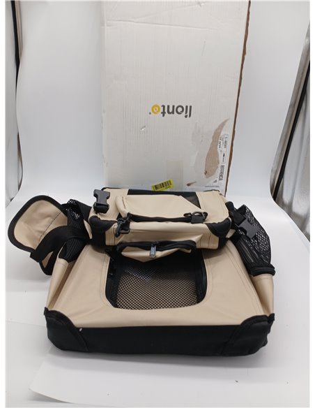 lionto Dog Carrier Carrier Bag for Dogs Folding Carrier Autobox Bag for Small Animals (S) 50 x 34 x 36 cm Beige