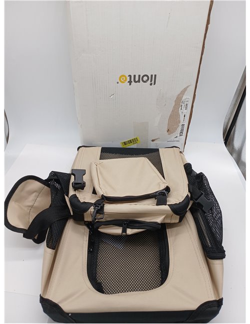 lionto Dog Carrier Carrier Bag for Dogs Folding Carrier Autobox Bag for Small Animals (S) 50 x 34 x 36 cm Beige