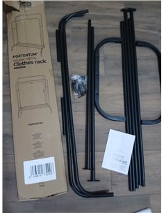 PORTENTUM Perchero burro ropa resistente de acero – hasta 35 kg – Organizador con doble barra y zapatero – Percheros de pie con  2