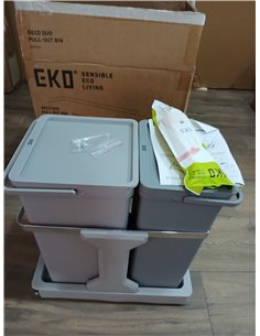 EKO | Cubo de basura cocina reciclable extraíble bajo fregadero 20l y 15l con 2 compartimentos | Papelera con cierre suave, asa  2