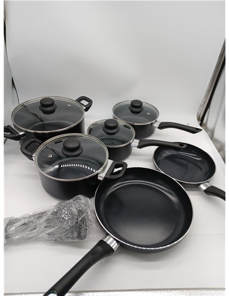 Amazon Basics Juego de utensilios de cocina antiadherentes, 15 piezas, Negro