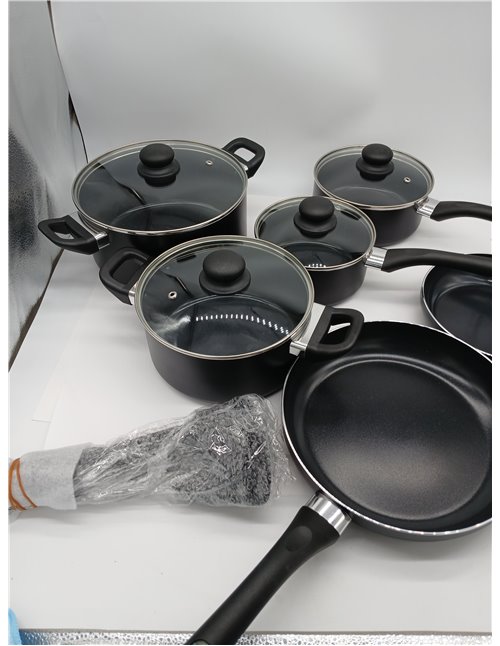 Amazon Basics Juego de utensilios de cocina antiadherentes, 15 piezas, Negro