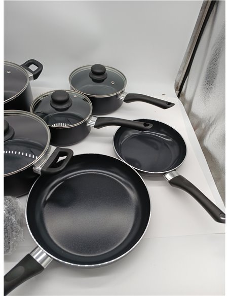 Amazon Basics Juego de utensilios de cocina antiadherentes, 15 piezas, Negro