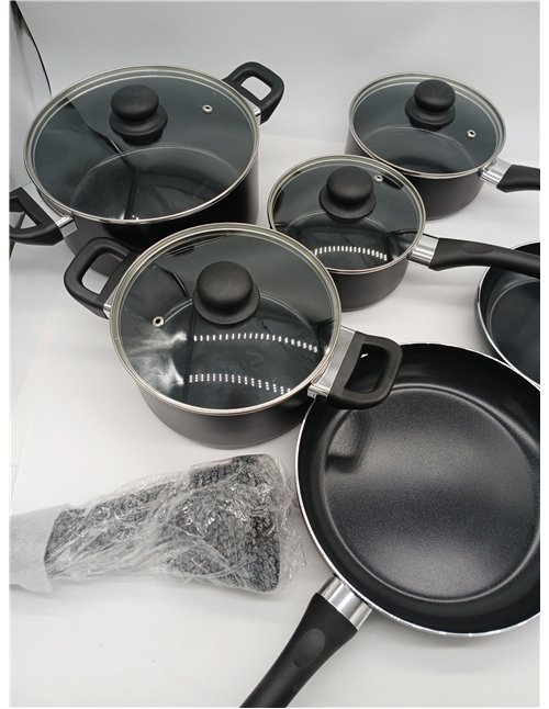 Amazon Basics Juego de utensilios de cocina antiadherentes, 15 piezas, Negro