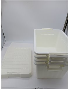 Cetomo 15L*4 Cajas de Almacenamiento con Tapas, Contenedores de Plástico con Broches de Enganche, Clip On, Apilables, Encajables