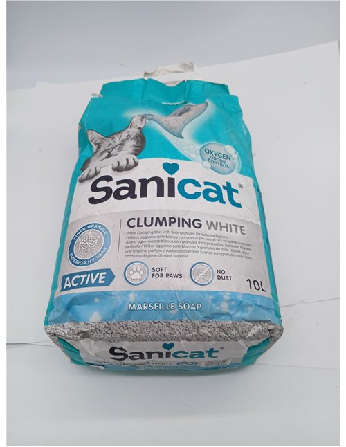 Sanicat - White Clumping Cat Litter - Marseille Soap | Made of Natural Minerals with Guaranteed Odor Control | 10 L Capacity