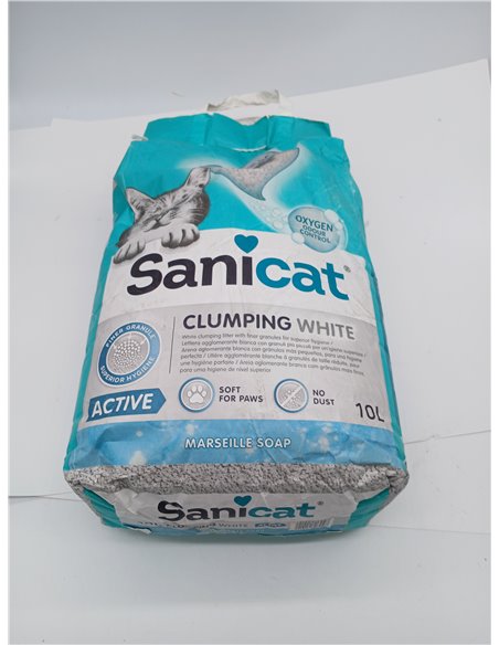 Sanicat - White Clumping Cat Litter - Marseille Soap | Made of Natural Minerals with Guaranteed Odor Control | 10 L Capacity