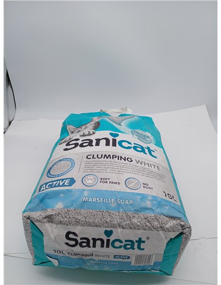 Sanicat - White Clumping Cat Litter - Marseille Soap | Made of Natural Minerals with Guaranteed Odor Control | 10 L Capacity