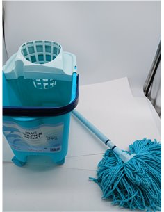 Blue Dolphin - Fregona con Palo Plegable y Cubo con Ruedas más 4 bayetas de Microfibra reciclada Set de Limpieza sostenible del  2