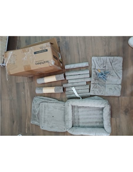 Feandrea Árbol para Gatos, Torre de Juegos 67 cm, S, Casa para Gatos de hasta 3 kg, Plataforma Grande, 2 Cuevas, Rascador, Gris 