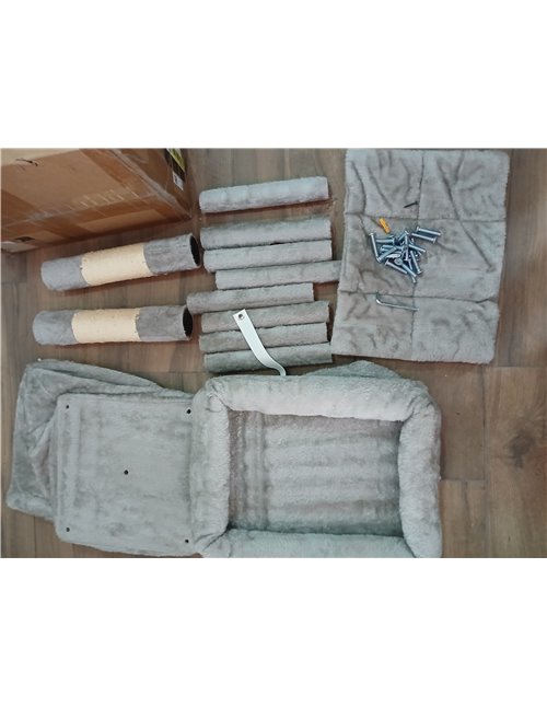 Feandrea Árbol para Gatos, Torre de Juegos 67 cm, S, Casa para Gatos de hasta 3 kg, Plataforma Grande, 2 Cuevas, Rascador, Gris 