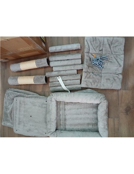 Feandrea Árbol para Gatos, Torre de Juegos 67 cm, S, Casa para Gatos de hasta 3 kg, Plataforma Grande, 2 Cuevas, Rascador, Gris 