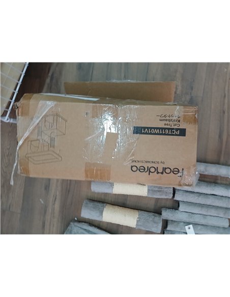 Feandrea Árbol para Gatos, Torre de Juegos 67 cm, S, Casa para Gatos de hasta 3 kg, Plataforma Grande, 2 Cuevas, Rascador, Gris 