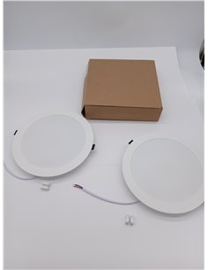 Pack 2 LED Downlight Recessed Ceiling 24W (230W) Slim Ø220*25mm, Recessed Round Panel, Extra Flat Plate 2200 Lumens, Ceiling Cut 2