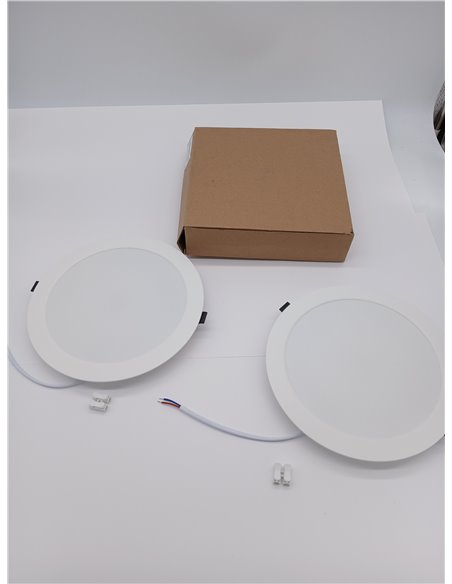 Pack 2 LED Downlight Recessed Ceiling 24W (230W) Slim Ø220*25mm, Recessed Round Panel, Extra Flat Plate 2200 Lumens, Ceiling Cut