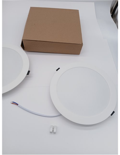 Pack 2 LED Downlight Recessed Ceiling 24W (230W) Slim Ø220*25mm, Recessed Round Panel, Extra Flat Plate 2200 Lumens, Ceiling Cut