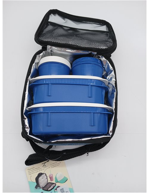Tatay Bolsa Termica Porta Alimentos Impermeable - Urban Food Casual 3L | 4 Fiambreras: 2x0,5L + 2x0,2L | Triple Capa Aislante | 
