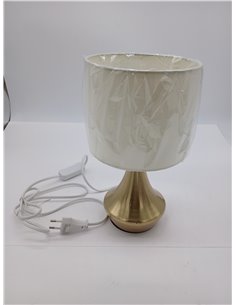 ONLI Gold Satin Metal Table Lamp and 6W White Fabric Shade 2