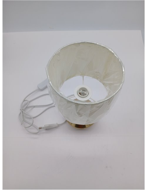 ONLI Gold Satin Metal Table Lamp and 6W White Fabric Shade