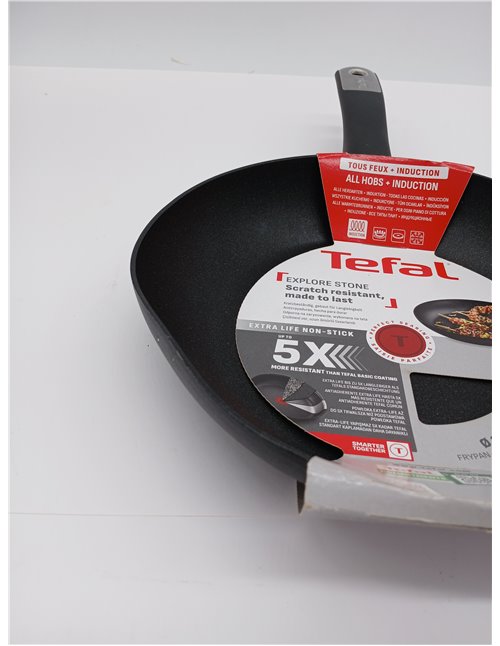 Tefal Explore Stone - Sartén de 24 cm, Mango fijo, Revestimiento Antiadherente, Apto inducción, Thermo-Signal