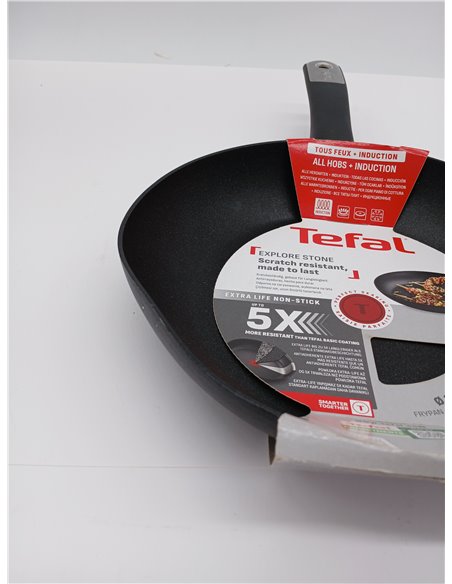 Tefal Explore Stone - Sartén de 24 cm, Mango fijo, Revestimiento Antiadherente, Apto inducción, Thermo-Signal