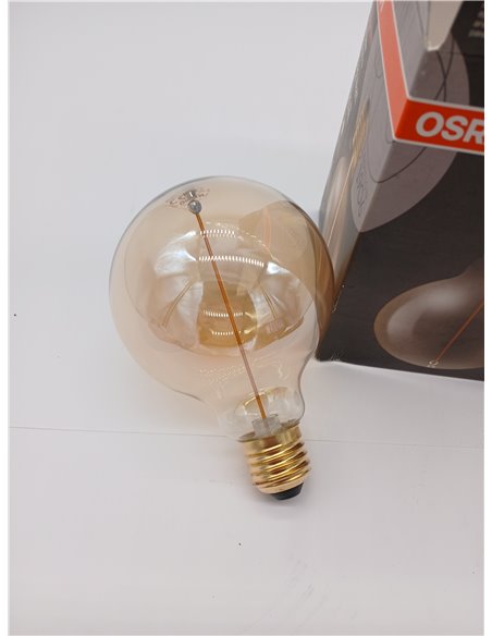 OSRAM Lámpara LED Vintage 1906 Classic Globe95 FIL, E27, esférica, dorada, 2.2W, 120lm, 2700K, luz blanca cálida, muy bajo consu