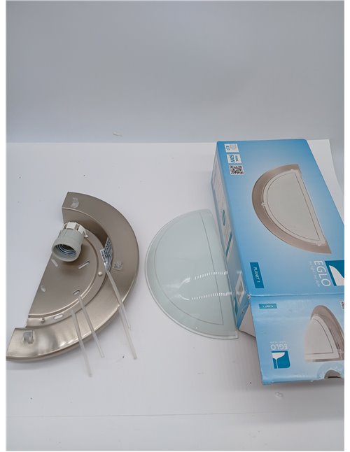 Eglo Planet 1 Aplique de pared de 1 foco, iluminación de pared para interiores de metal y cristal, aplique de salón en plata, bl